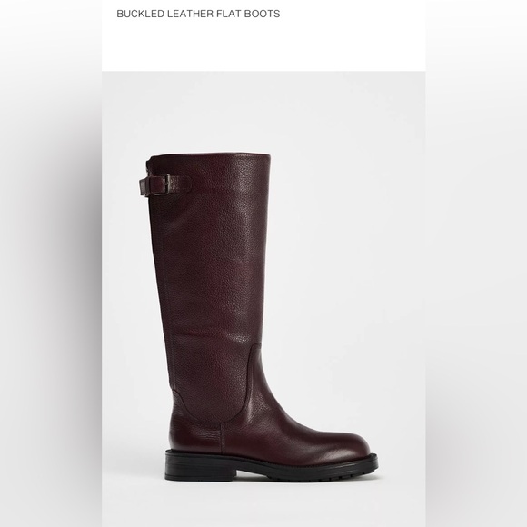 Zara Shoes - Zara Boots Tall Buckled Leather Burgundy Zip Up Tall Boots Sz 6